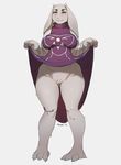  2015 anthro blush caprine clothed clothing dress dress_lift female fur goat long_ears mammal monster pussy simple_background solo toriel triuni undertale video_games white_fur 