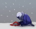  2015 bone crying outside paper-wings papyrus_(undertale) sad sans_(undertale) skeleton snow tears undertale video_games 