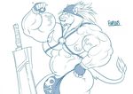  anthro bulge clothing feline flexing furious hyper hyper_muscles lion male mammal muscular nipples pose solo thong underwear 