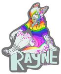  2011 anthro barefoot blonde_hair blue_fur blue_hair canine claws cleavage clothed clothing dinosaur english_text female fox fur green_hair grey_fur hair hybrid looking_at_viewer mammal multicolored_hair orange_fur orange_hair purple_fur purple_hair rainbow_fur rainbow_hair raptor rayne red_fur red_hair simple_background sitting solo spots stripes sweater text toe_claws touchofsnow white_background white_fur white_hair yellow_eyes yellow_fur 