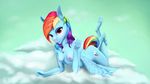  anthro anthrofied breasts clothing equine female friendship_is_magic hair horse legwear lying mammal multicolored_hair my_little_pony nipples oneofyouare pegasus rainbow_dash_(mlp) socks solo underhoof wings 