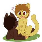  &lt;3 anthro brown_hair cowgirl_position cub erection eye_contact feline fur hair happy lion lying male male/male mammal nude on_back on_top oob open_mouth pawpads penis penis_tip sex sheath smile uncut young 