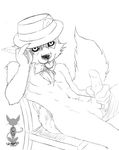  2015 animal_genitalia anthro balls black_sclera bow_tie canine card catiliagray_(artist) claws erection fedora fur hat looking_at_viewer male mammal masturbation nude open_mouth penile_masturbation penis softdiamond solo tongue tongue_out wolf 