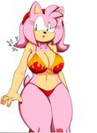  amy_rose big_breasts breasts clothing dreamcastzx1 female simple_background solo sonic_(series) swimsuit video_games 