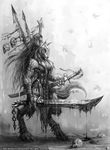  anthro armor bare_shoulders blood canine clothed clothing female glowei_(artist) hair long_hair mammal melee_weapon skull solo sword video_games warcraft weapon were werewolf worgen 