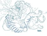  anthro cum feline furious hyper lion male male/male mammal muscular nipples penis tiger 