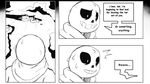  asriel_dreemurr black_and_white bone caprine clothing comic english_text fatz_geronimo_(artist) goat grin mammal monochrome protagonist_(undertale) sans_(undertale) shadow skeleton skull text undertale video_games 