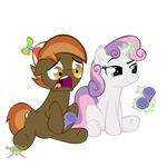  button_mash_(mlp) duo earth_pony equine female friendship_is_magic hair hi_res horn horse male mammal multicolored_hair my_little_pony open_mouth pony spoonzebra sweetie_belle_(mlp) two_tone_hair unicorn young 