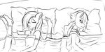 2015 anthro anthrofied barefoot black_and_white clothed clothing darkhazard earth_pony equine eyes_closed female friendship_is_magic group hair horse legwear limestone_pie_(mlp) long_hair lying mammal marble_pie_(mlp) monochrome my_little_pony on_side pillow plantigrade pony sibling sisters sleeping socks 