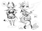  &lt;3 black_and_white breasts cleavage clothed clothing demon elbow_gloves female flower gloves gold_(metal) hands_on_hips imp midriff monochrome plant riviera_(shyguy9) shyguy9 sitting smoking solo spade_tail thought_bubble treasure_chest wings 