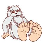 anthro barefoot digimon foot_focus front_view looking_at_viewer mammal mojyamon reclining seamaster sitting solo yeti 