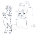  anthro black_and_white cervine deer digitigrade english_text female hooves horn male mammal monochrome nude post_transformation sketch text tgwonder transformation 