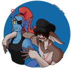  &lt;3 2015 alpha_channel anthro blue_skin breasts clothed clothing eye_patch eyewear female fish fur hair jodethejester long_ears long_hair male mammal marine monster png red_hair scares simple_background stein transparent_background undertale undyne video_games 