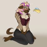  absurd_res anthro bibarel_rei bladder bladder_bulge bodily_fluids clothing corset female genital_fluids hi_res hyena lingerie mammal omorashi organs pants_wetting solo spotte_(anubix) topwear urine watersports wet wet_clothing wetting 