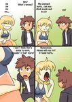  big_breasts blonde_hair breasts brown_hair clothing comic english_text female hair human male male/female mammal not_furry text vale-city 