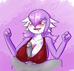  breasts cleavage gardevoir gen_3_pokemon large_breasts oogzie paizuri paizuri_under_clothes pokemon pokemon_(creature) purple_hair purple_skin red_eyes third-party_source 