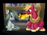  big_macintosh_(mlp) blackligerth brony cute duo equine female food friendship_is_magic horse male mammal marble_pie_(mlp) my_little_pony painting 