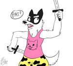  animated anthro browniesocks canine dog doggo fur mammal melee_weapon solo sword undertale video_games weapon white_fur 