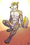  abs anthro balls canine fully_sheathed male mammal muscular muscular_male nude pecs pinup pose sheath solo tsaiwolf wolf 