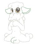  anthro balls cotton cottonee cute flora_fauna fluffy looking_at_viewer male nintendo nude penis plant pok&eacute;mon posexe simple_background sitting solo spread_legs spreading video_games white_background 