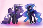  &lt;3 &lt;3_eyes 2015 ?! armor blue_hair blush cutie_mark duo equine female friendship_is_magic hair helmet horn lyra-senpai mammal my_little_pony necklace nightmare_moon_(mlp) nightmare_rarity_(idw) purple_hair slit_pupils sparkles unicorn white_hair winged_unicorn wings 