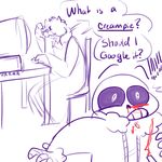  ! blood bone caprine eyewear fur glasses goat mammal nosebleed sans_(undertale) skeleton sketch text toriel undertale video_games white_fur 