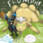  butt collapsed drooling duo eeveelution gross ninetales nintendo pippuri pok&eacute;mon saliva smell smelly struggling stuck tackle teeth tired tongue umbreon video_games 