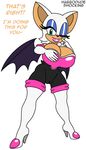  2015 anthro bat big_breasts breasts cleavage clothed clothing english_text female habbodude huge_breasts mammal rouge_the_bat shocking_(artist) solo sonic_(series) text 