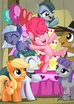 2015 applejack_(mlp) cake clyde_pie_(mlp) earth_pony equine eyewear family female food friendship_is_magic glasses group horse limestone_pie_(mlp) male mammal marble_pie_(mlp) maud_pie_(mlp) my_little_pony mysticalpha pinkie_pie_(mlp) pony sue_pie_(mlp) young 
