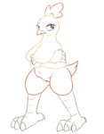  anthro avian beak bird breasts claws combusken feathers female nintendo nipples nude pok&eacute;mon posexe pussy simple_background solo video_games white_background wings 