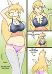  belly big_breasts blonde_hair breasts chubby clothing comic english_text female hair human mammal not_furry solo text torn_clothing vale-city 