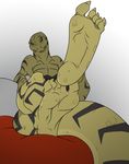  5_toes anthro claws feet foot_focus green_eyes hindpaw humanoid_feet male nude pathfinder paws pillow plantigrade reptile riot_(artist) scalie serpentfolk simple_background snake soles solo thick_tail toe_claws toes 