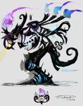  absurdres alternate_form blue_fire chandelure commentary_request dated fire glowing glowing_eyes grey_background highres pokemon pokemon_(creature) purple_fire reference_inset shadow signature sukepmonster yellow_eyes 