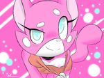  anthro blue_eyes blush breasts clothing feline female flashing fur looking_at_viewer mammal mrmilky nipples pink_fur shima_luan smile solo super_planet_dolan 