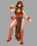  alternate_costume bare_legs chinese_clothes chun-li cleavage_cutout commentary dress hair_down no_socks pelvic_curtain sash sketch solo street_fighter street_fighter_v susan_lau 