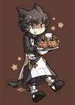  animal_ears black_eyes black_hair cat_ears cat_tail final_fantasy final_fantasy_xiv food male_focus miqo'te oven_mitts rue_(ruenis_chronowing) solo tail 