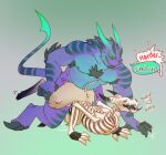 2018 alien anal anal_penetration anthro black_penis bodily_fluids bovid breath caprine caprine_demon chest_tuft claws conop-8888 demon drooling duo fur genitals goat_demon green_eyes grey_body grey_fur hooves horn leg_grab looking_pleasured male male/male mammal multicolored_body on_ground open_mouth penetration penile penile_penetration penis penis_in_ass purple_body saliva sex tail tongue tongue_out tuft