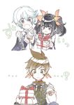  2boys alternate_color alternate_costume blush braid cape choker food gift green_eyes ice_cream jewelry lowres mikleo_(tales) multiple_boys open_mouth purple_eyes saimon_(tales) short_hair sorey_(tales) tales_of_(series) tales_of_zestiria twintails yuusa-y 