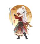  1girl absurdres alternate_hair_color artist_name baggy_pants black_boots black_headband blunt_ends bonsai boots brown_cape cape chinese_clothes chinese_commentary circle closed_mouth commentary_request determined eye_mask floating floating_object floating_weapon frown full_body green_eyes grey_pants hair_tie half_mask hanfu headband high_ponytail highres infinity_nikki knee_boots light_blush long_hair long_sleeves mask nikki_(series) official_alternate_color outstretched_arms pants ponytail puffy_long_sleeves puffy_sleeves red_hanfu red_mask shenqi_tuoxie_zai_nali solo standing sword sword_master_(infinity_nikki) torn_cape torn_clothes very_long_hair weapon white_background white_hair 