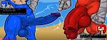 abs anthro anthro_on_anthro aroused ball_size_difference balls beach beach_background bet big_balls big_penis blue_body blue_fur bodily_fluids clothing comparing comparing_penis comparison dripping duo echidna english_text erection eulipotyphlan foreskin fur genital_fluids genital_focus genitals glans gloves handwear hedgehog hi_res huge_balls huge_penis humanoid_genitalia humanoid_penis knuckles_the_echidna male male/male mammal monotreme muscular muscular_anthro muscular_male muscular_thighs nude penis penis_focus penis_size_difference precum precum_drip red_body red_fur retracted_foreskin sega size_difference sonic_the_hedgehog sonic_the_hedgehog_(series) speech_bubble text thick_penis throbbing throbbing_penis twitching vein veiny_penis velvetdraw white_clothing white_gloves white_handwear