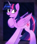 5:6 equid equine female feral friendship_is_magic hasbro hi_res hooves horn looking_offscreen mammal mirabuncupcakes15 my_little_pony mythological_creature mythological_equine mythology raised_hoof simple_background smile solo twilight_sparkle_(mlp) winged_unicorn wings
