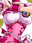  breasts choker close-up commentary_request corset cure_peach eunos fresh_precure! frills medium_breasts momozono_love pink_choker precure puffy_short_sleeves puffy_sleeves short_sleeves solo wristband 