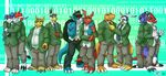  2015 agumon anthro armadillomon avian bird blue_fur blue_skin canine claws clothed clothing digimon dinosaur dog dorumon dragon fur gabumon gaomon gomamon green_eyes group guilmon hawkmon hug male male/male mammal reptile scalie seal shoutmon sydneysnake2 veemon wolfblade yellow_skin 