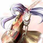  ao-shiba beamed_eighth_notes biwa_lute chain eighth_note instrument lavender_eyes lavender_hair long_hair lute_(instrument) music musical_note playing_instrument solo touhou tsukumo_benben 