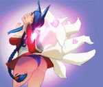  &lt;3 2015 9_tails ahri animal_humanoid anthro big_breasts black_hair breasts butt canine clothed clothing echilo female fox fox_humanoid fur hair human humanoid league_of_legends long_hair looking_at_viewer looking_back mammal multiple_tails panties simple_background skirt smile solo underwear upskirt video_games yellow_eyes 