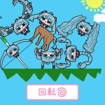  6+girls arrow_(projectile) blue_eyes blue_hair bow_(weapon) centaur chibi chibi_only commentary_request fish hatsune_miku long_hair looking_at_viewer metagross multiple_girls open_mouth pokemon scorpion spring_onion sun taur twintails vocaloid weapon what yukkuri_yuduki 