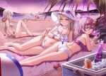  2_ru 6+girls absurdres aika_himena aika_himena_(swimsuit_costume) ass azumi_hagumu azumi_hagumu_(swimsuit_costume) ball bare_arms bare_legs bare_shoulders barefoot beach beach_towel beachball bead_bracelet bead_necklace beads belly_chain bikini black_bikini blonde_hair blunt_ends bottle bracelet breasts buried can choker cleavage closed_mouth collarbone commentary_request cooler crab cup drink_can drinking_glass earrings eyewear_on_head flower flower-trimmed_bikini flower_necklace frilled_bikini frills full_body green_eyes hair_behind_ear hair_between_eyes hair_flower hair_ornament hat hermit_crab hibiscus highleg highleg_bikini highres holding holding_cup holding_trowel ice ice_cube jewelry kagura_san kagura_san_(swimsuit_costume) kurusu_alexandra kurusu_alexandra_(swimsuit_costume) layered_bikini leaning_back leg_up light_blush linea_alba long_hair long_sidelocks looking_at_viewer lying magia_record:_mahou_shoujo_madoka_magica_gaiden mahou_shoujo_madoka_magica margarita_glass median_furrow medium_breasts miwa_mitsune miyabi_shigure miyabi_shigure_(swimsuit_costume) mountainous_horizon multiple_girls navel necklace ocean off-shoulder_bikini off_shoulder official_alternate_costume on_back on_side open_mouth outdoors palm_leaf palm_tree parted_lips petite pink_bikini pink_flower pink_skirt polka_dot polka_dot_skirt profile purple-tinted_eyewear purple_bikini purple_eyes purple_hair red-tinted_eyewear rock sand sand_writing side-tie_bikini_bottom sideboob sidelocks signature signing sitting skirt sky smile soda_can star_(sky) starfish starry_sky sun_hat sunset surfboard surfing sweat swept_bangs swimsuit tinted_eyewear towel tree trowel turtle twitter_username white_bikini white_choker white_hair white_hat wine_bottle wristband yellow_bikini yellow_flower yukari_miyuri yukari_miyuri_(swimsuit_costume) 
