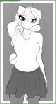  absurd_res anthro bottomwear clothing equid equine female friendship_is_magic hasbro hi_res horn horse innocence innocent_expression jewelry killerqueen1911 legwear line_art mammal my_little_pony mythological_creature mythological_equine mythology pony shirt skirt solo sweetie_belle_(mlp) t-shirt thigh_highs topwear unfinished unicorn 