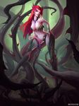 clothed clothing demon female hair humanoid league_of_legends monster monster_girl outside red_hair skimpy solo tentank unknown_artist video_games zyra 