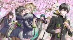  3boys 3girls 3others abby_(wuthering_waves) black_bow black_choker black_hair black_jacket black_pantyhose black_sailor_collar black_serafuku black_shirt black_skirt blonde_hair bow braid braided_bangs brant_(wuthering_waves) breasts camera cherry_blossoms chisa_(wuthering_waves) choker coat commentary_request dual_persona female_rover_(wuthering_waves) gakuran gradient_hair green_hair hair_bow hair_ornament hair_ribbon hand_up highres holding holding_camera hug jacket long_hair luuk_herssen_(wuthering_waves) lynae_(wuthering_waves) male_rover_(wuthering_waves) medium_breasts multicolored_hair multiple_boys multiple_girls multiple_others natsume_koji open_mouth pantyhose parted_lips purple_eyes red_eyes red_ribbon ribbon rover_(wuthering_waves) sailor_collar school_uniform serafuku shirt skirt skull_hair_ornament smile tacet_mark_(wuthering_waves) very_long_hair white_coat wuthering_waves yellow_eyes 